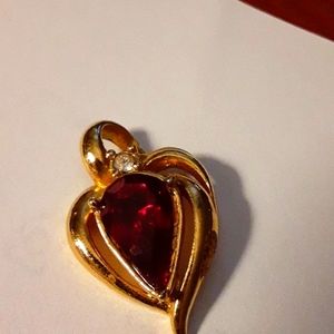 Jewelry/ Ladies pendant Ruby or Garnet color. Ruby for July or Garnet for Januar